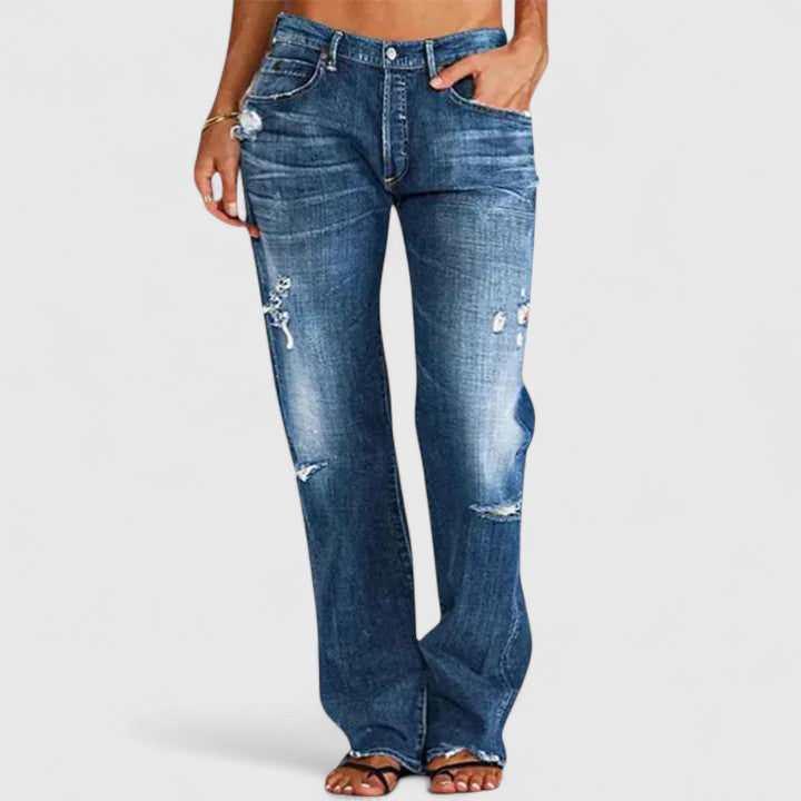 Blair | Women's Distressed Low Rise Straight Leg Jean