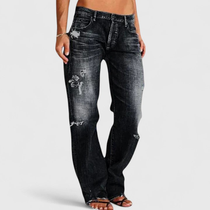 Blair | Women's Distressed Low Rise Straight Leg Jean