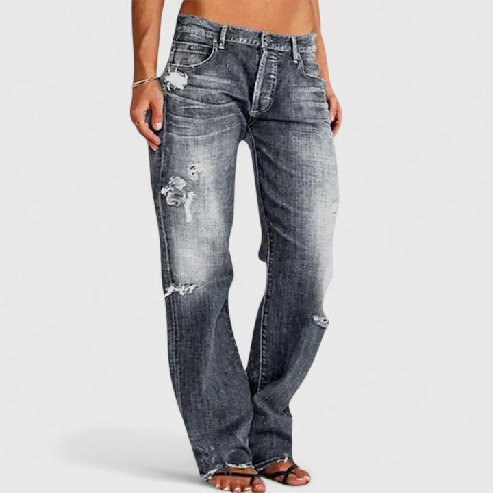 Blair | Women's Distressed Low Rise Straight Leg Jean