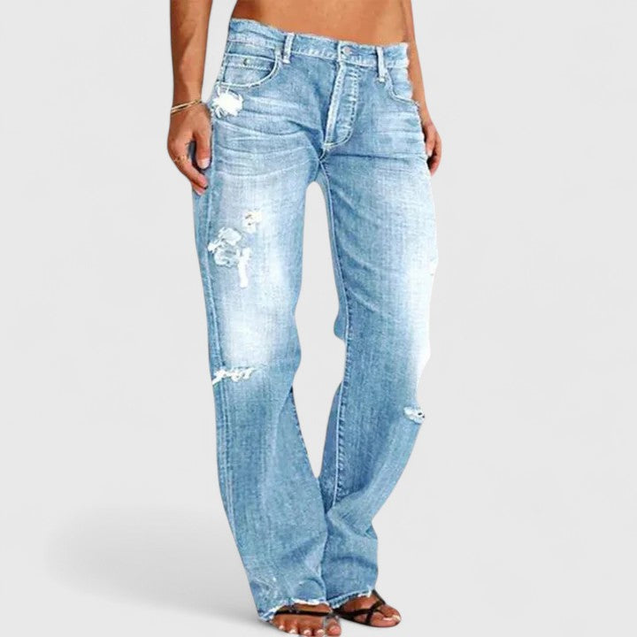 Blair | Women's Distressed Low Rise Straight Leg Jean