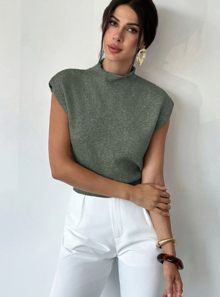 Women's Mock Neck Sleeveless Knit Sweater Vest