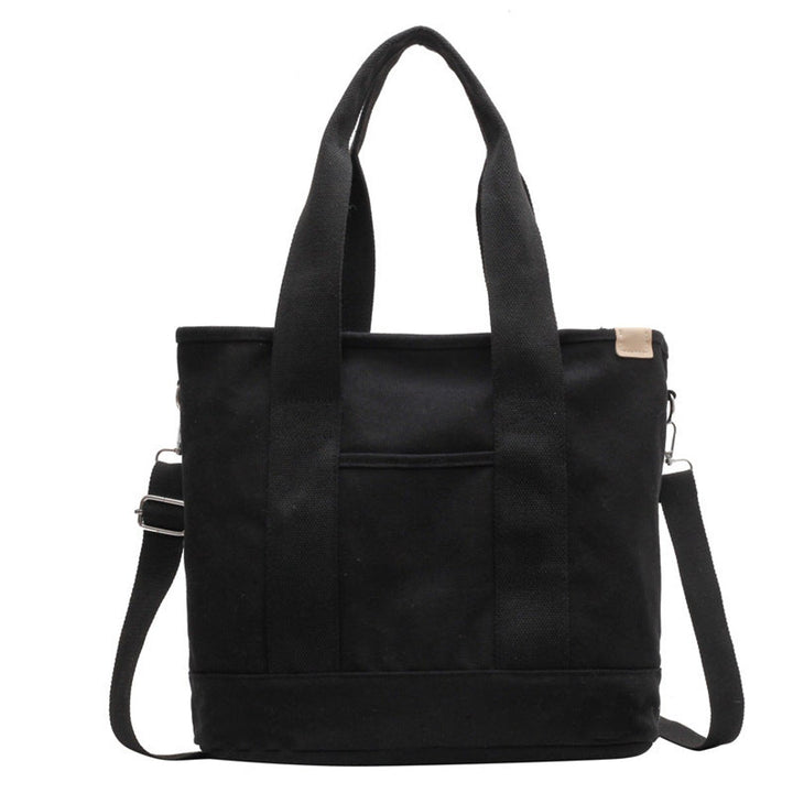 Women's Multifunction Crossbody Canvas Tote Bag Adjustable Strap - Black