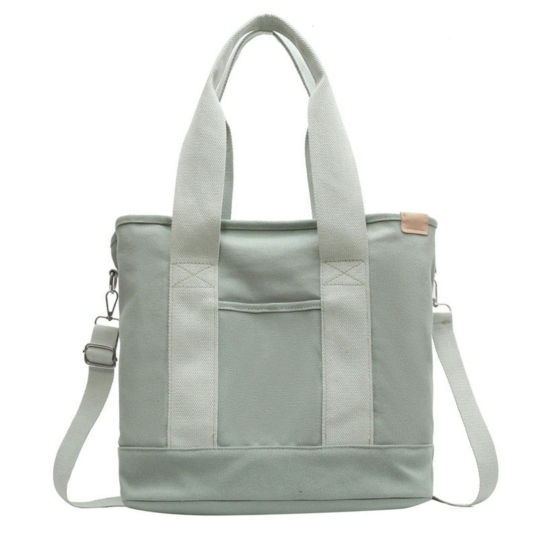 Women's Multifunction Crossbody Canvas Tote Bag Adjustable Strap - Green