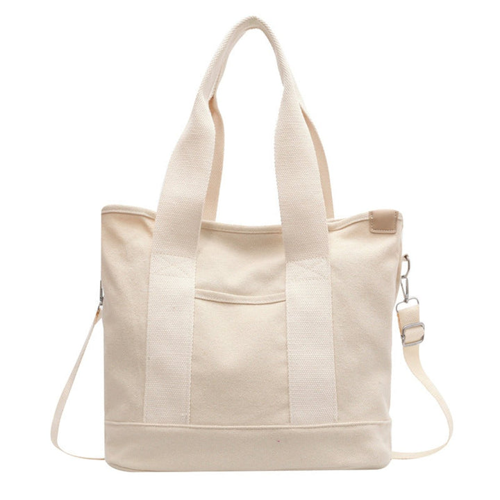 Women's Multifunction Crossbody Canvas Tote Bag Adjustable Strap - White
