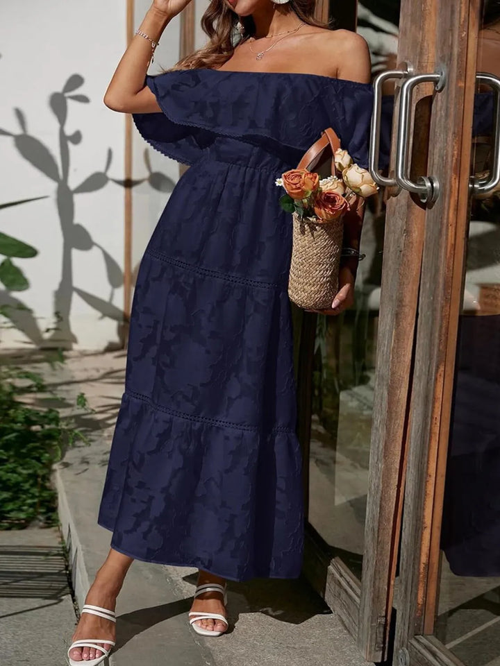 Morgan | Women's Off Shoulder Tiered Maxi Wedding Guest Dress