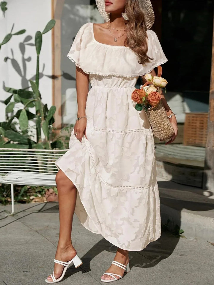 Morgan | Women's Off Shoulder Tiered Maxi Wedding Guest Dress