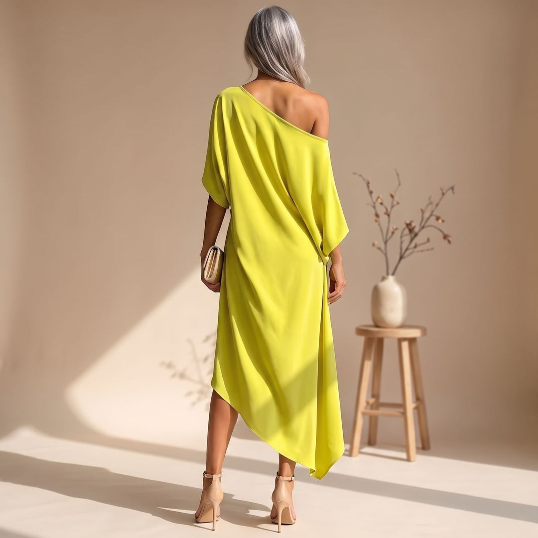 Women's One-Shoulder Asymmetrical Midi Dress