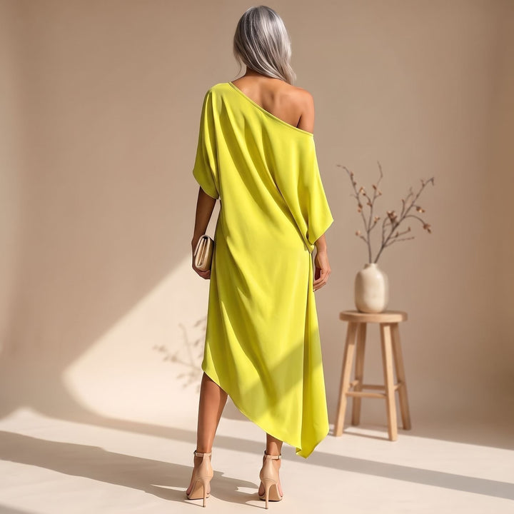 Women's One-Shoulder Asymmetrical Midi Dress