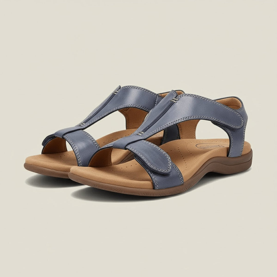 Women's Open-Toe Hook-Loop Comfortable Sandals Cushioned T-Strap