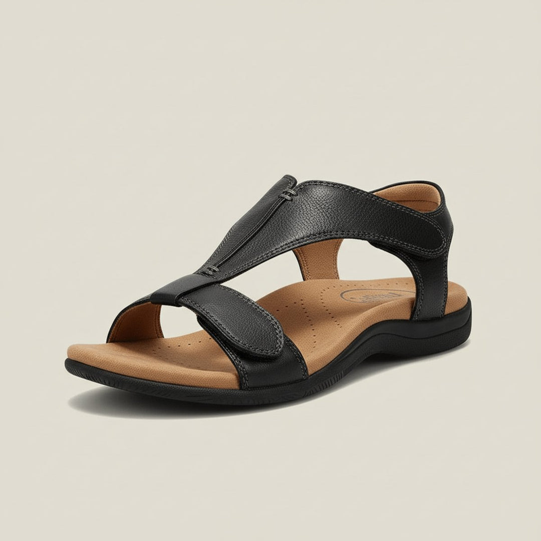 Women's Open-Toe Hook-Loop Comfortable Sandals Cushioned T-Strap