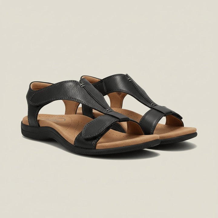 Women's Open-Toe Hook-Loop Comfortable Sandals Cushioned T-Strap