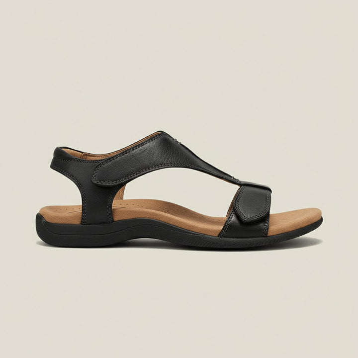 Women's Open-Toe Hook-Loop Comfortable Sandals Cushioned T-Strap