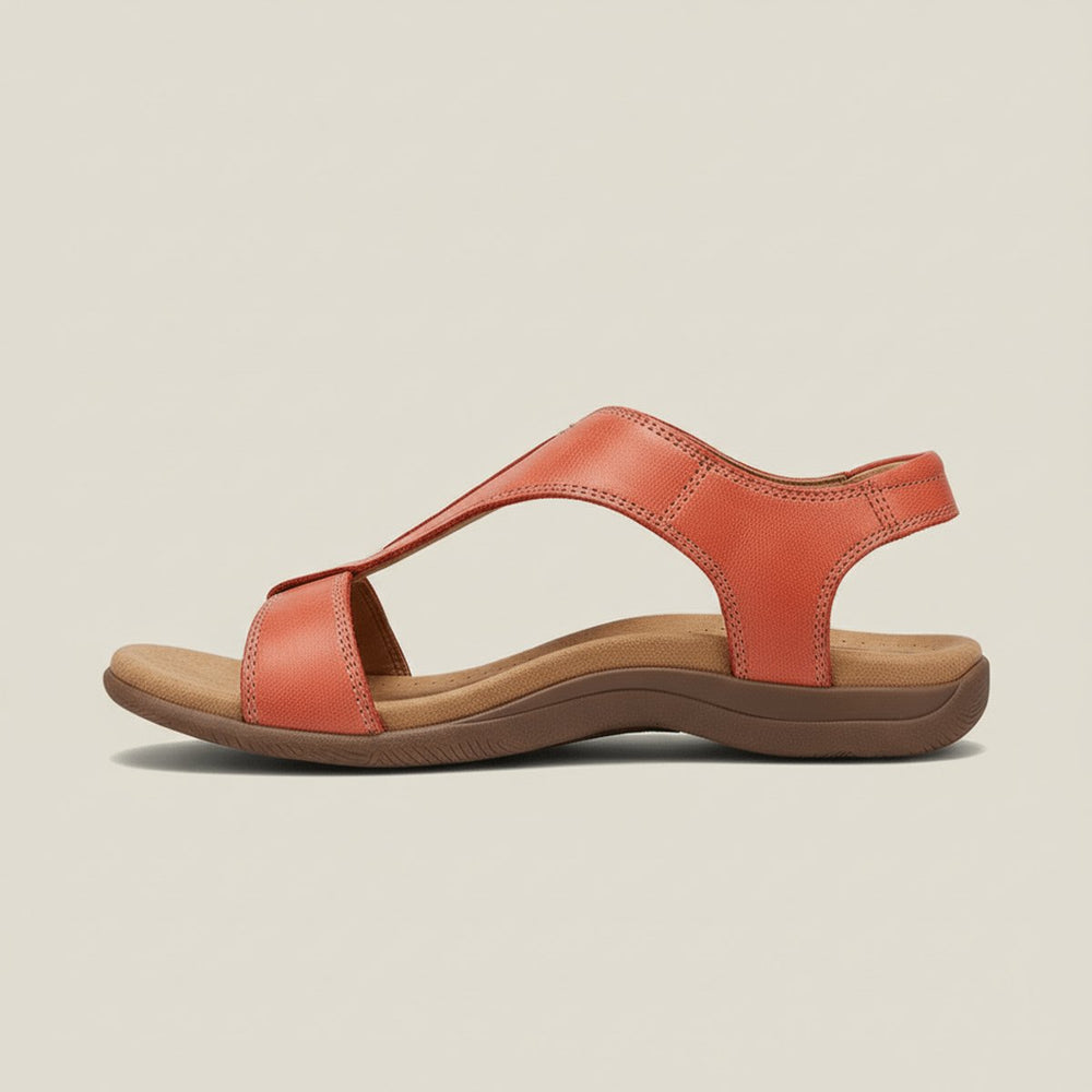 Women's Open-Toe Hook-Loop Comfortable Sandals Cushioned T-Strap