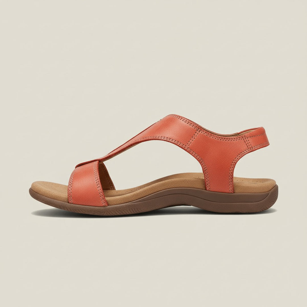 Women's Open-Toe Hook-Loop Comfortable Sandals Cushioned T-Strap