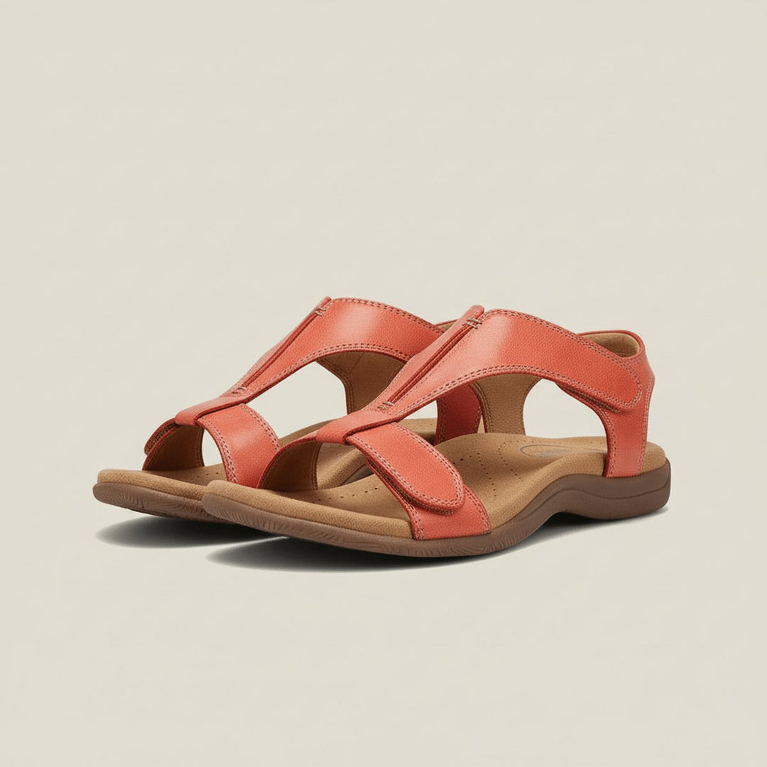 Women's Open-Toe Hook-Loop Comfortable Sandals Cushioned T-Strap