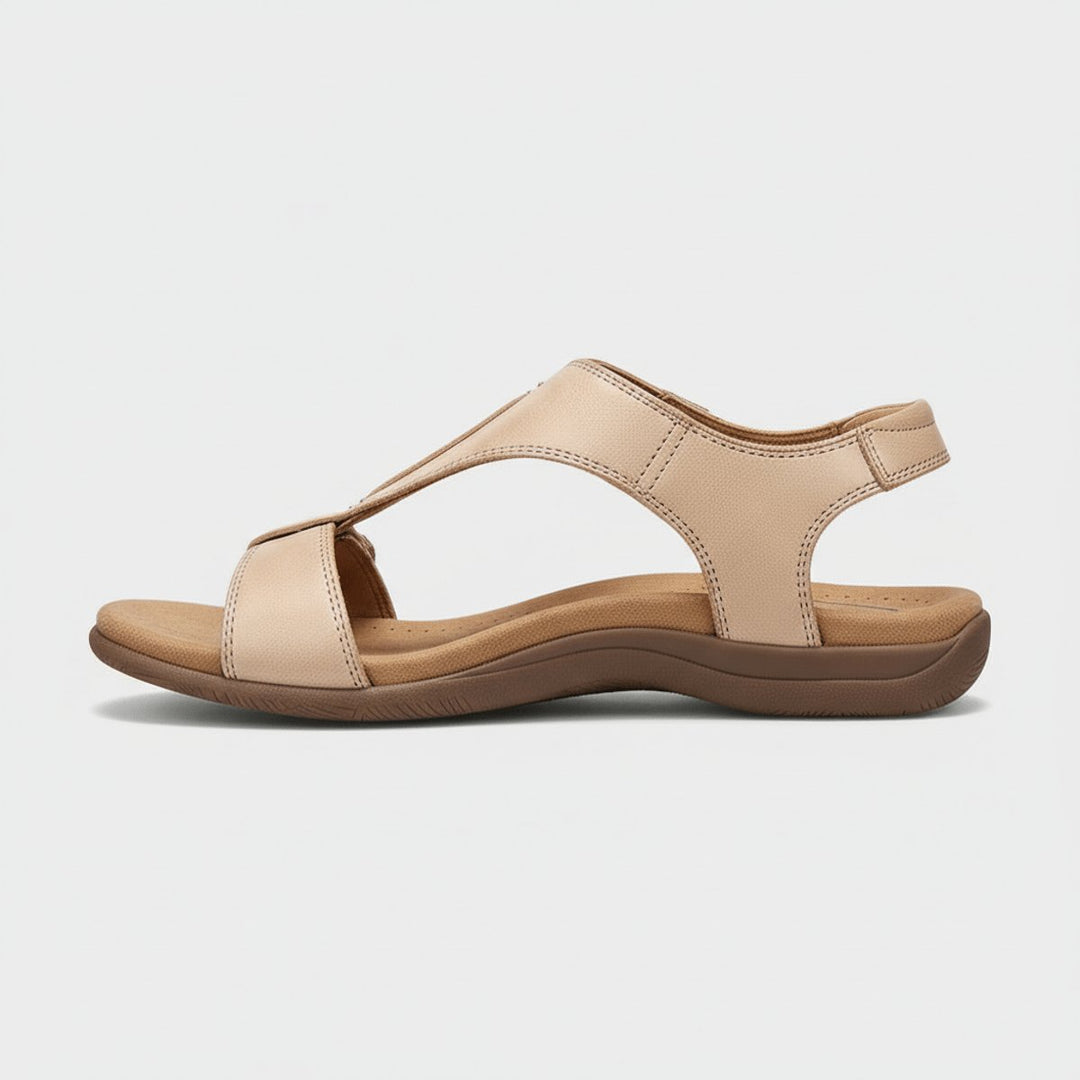 Women's Open-Toe Hook-Loop Comfortable Sandals Cushioned T-Strap