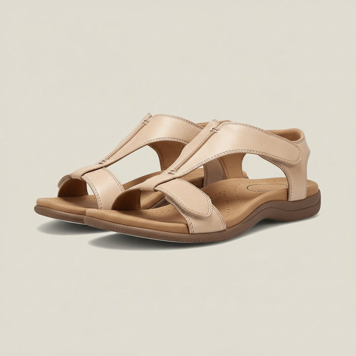 Women's Open-Toe Hook-Loop Comfortable Sandals Cushioned T-Strap
