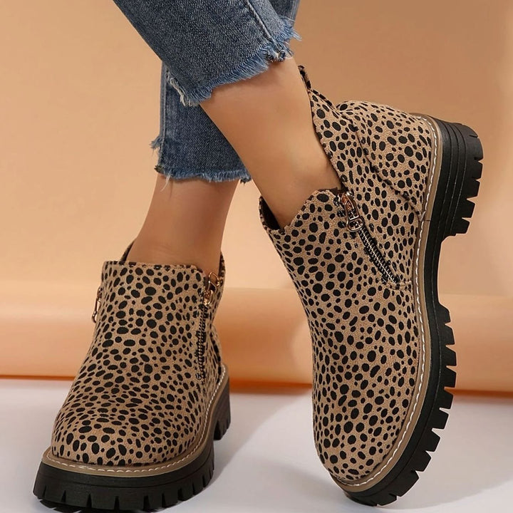 Women's Orthopedic Ankle Boots Arch-Support Side-Zip Booties - Leopard Print