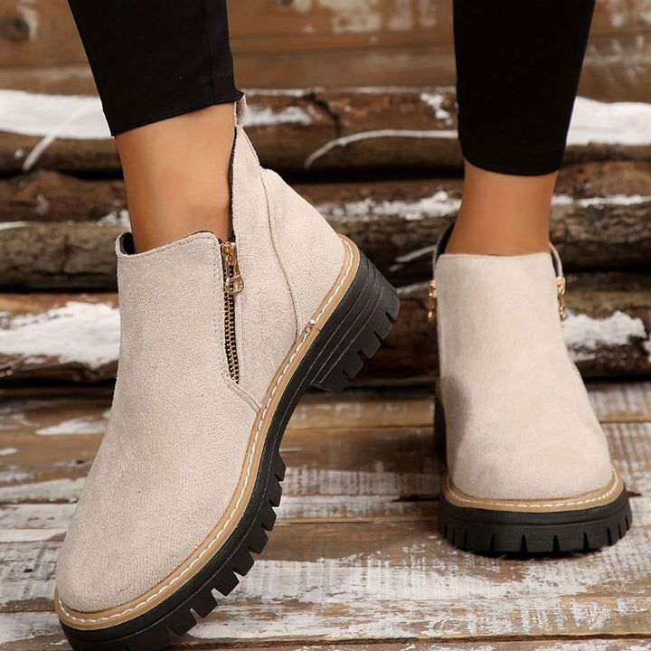 Women's Orthopedic Ankle Boots Arch-Support Side-Zip Booties - Beige