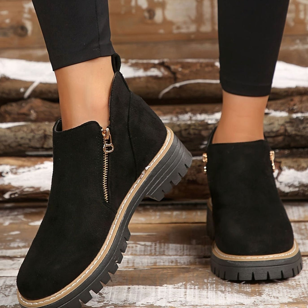 Women's Orthopedic Ankle Boots Arch-Support Side-Zip Booties - Black