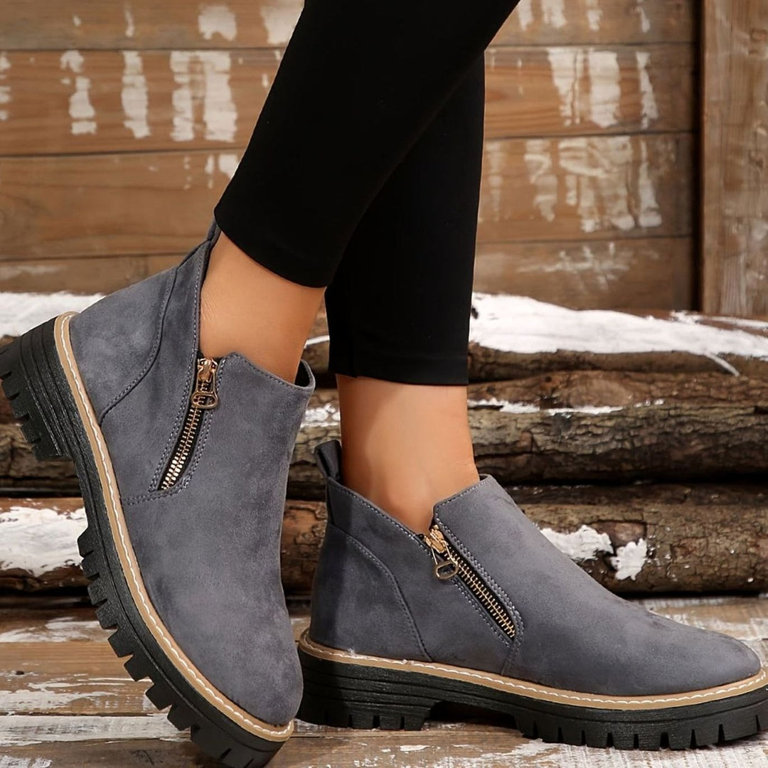 Women's Orthopedic Ankle Boots Arch-Support Side-Zip Booties - Grey
