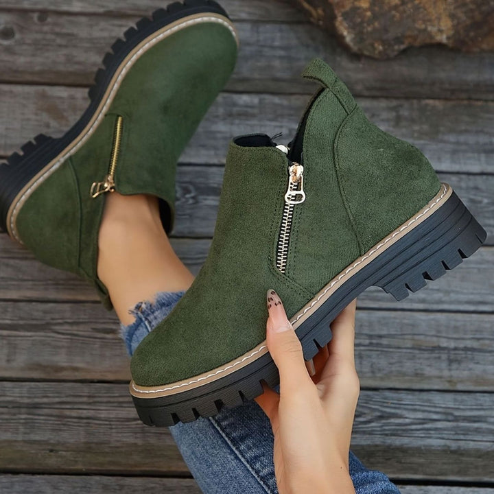 Women's Orthopedic Ankle Boots Arch-Support Side-Zip Booties - Green