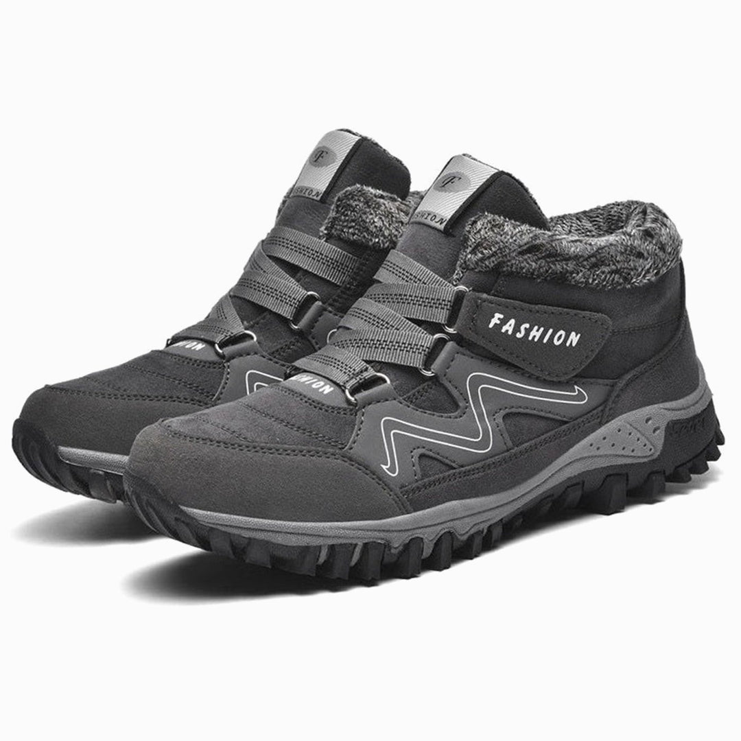 Women's Orthopedic Ankle Boots Faux Fur-Lined Lug Sole Winter Booties - Gray
