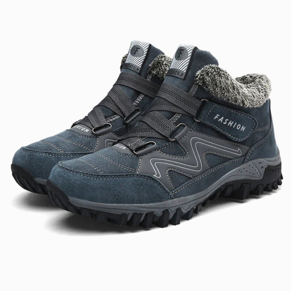 Women's Orthopedic Ankle Boots Faux-Fur Lined Lug-Sole Winter Boots - Blue