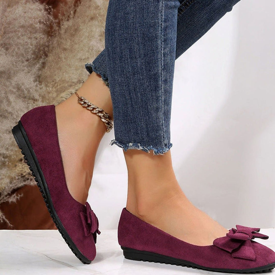 Women's Orthopedic Bow-Detail Slip-On Comfort Shoes - Burgundy