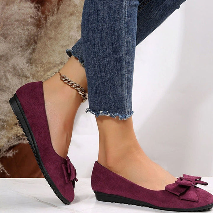 Women's Orthopedic Bow-Detail Slip-On Comfort Shoes - Burgundy
