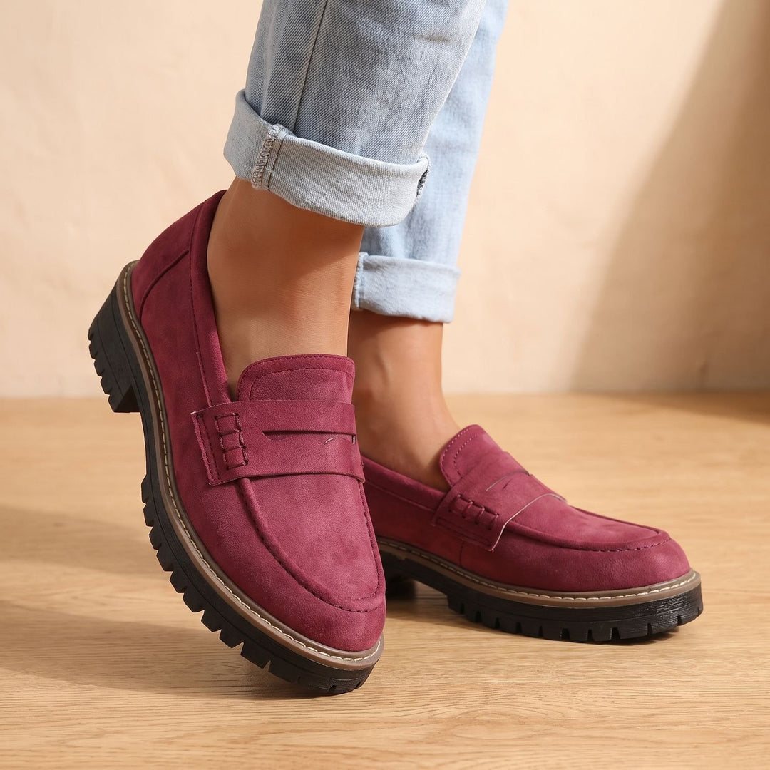 Women's Orthopedic Comfort Slip-On Penny Loafers - Red
