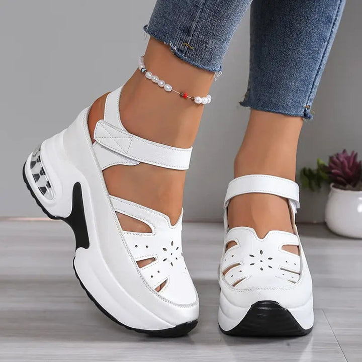Women's Orthopedic Cushioned Platform Closed-Toe Sandals - White