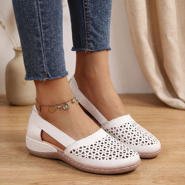 Women's Orthopedic Flats Cutout Slingback Comfort Walking Shoes - White