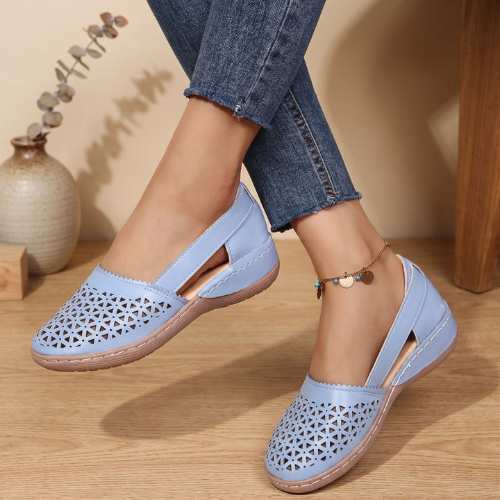 Women's Orthopedic Flats Cutout Slingback Comfort Walking Shoes - Blue