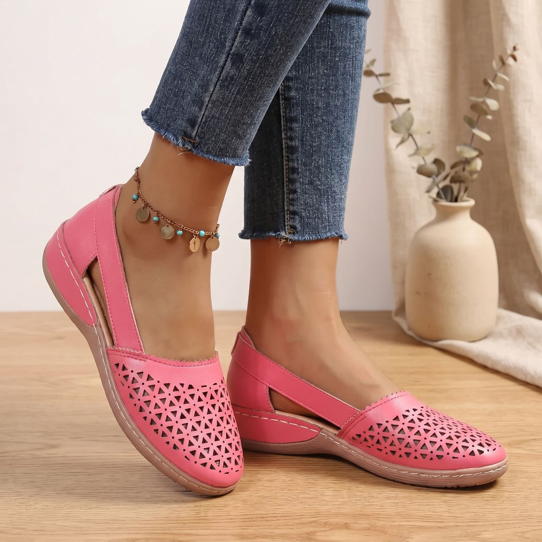 Women's Orthopedic Flats Cutout Slingback Comfort Walking Shoes - Pink