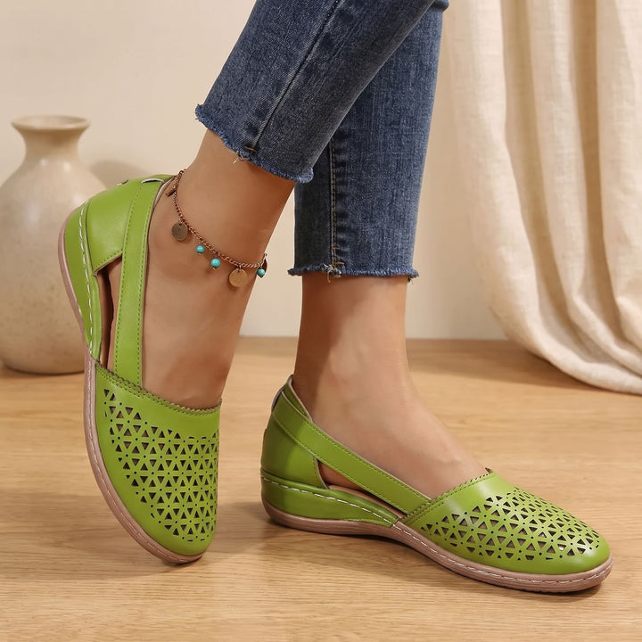 Women's Orthopedic Flats Cutout Slingback Comfort Walking Shoes - Light Green