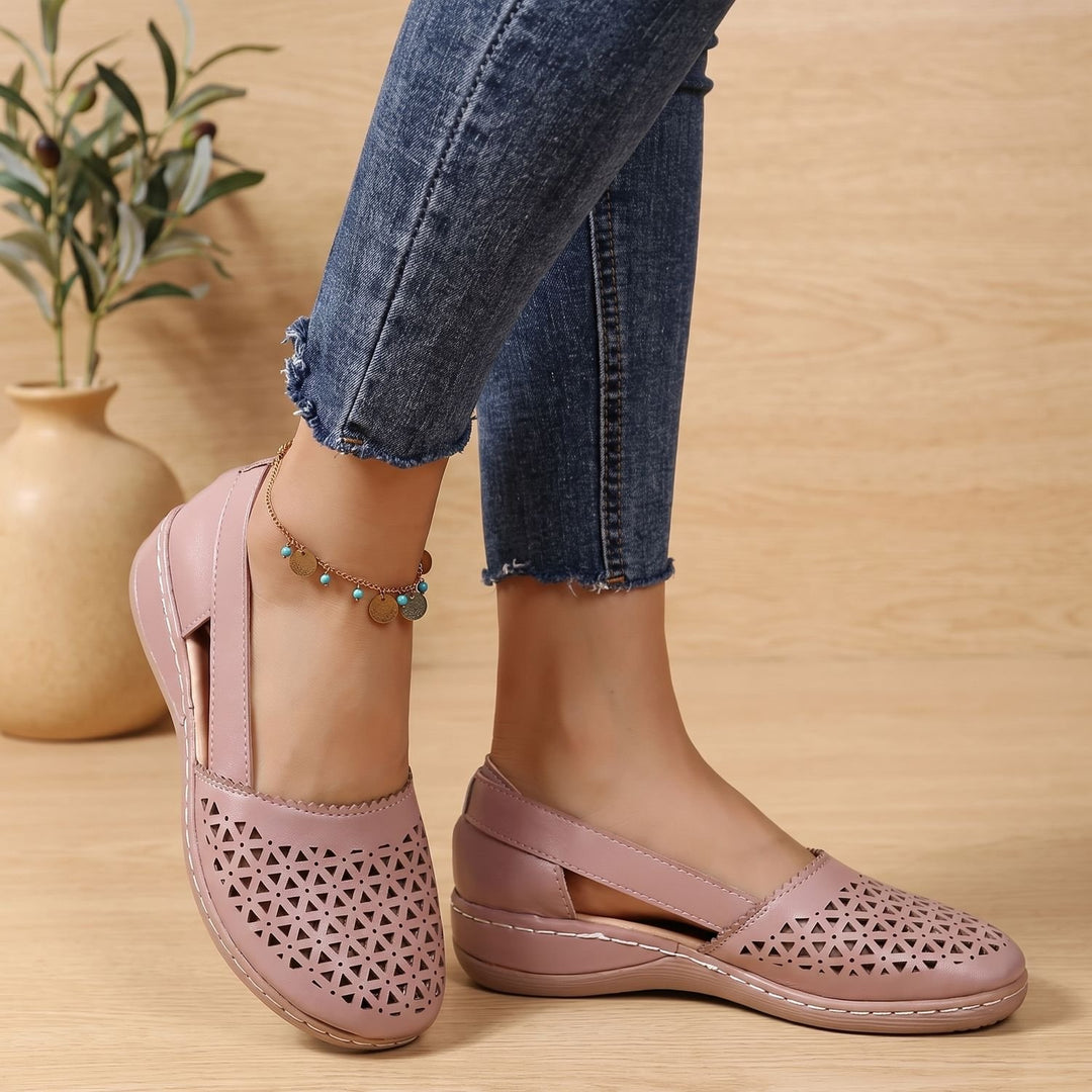 Women's Orthopedic Flats Cutout Slingback Comfort Walking Shoes - Light Pink