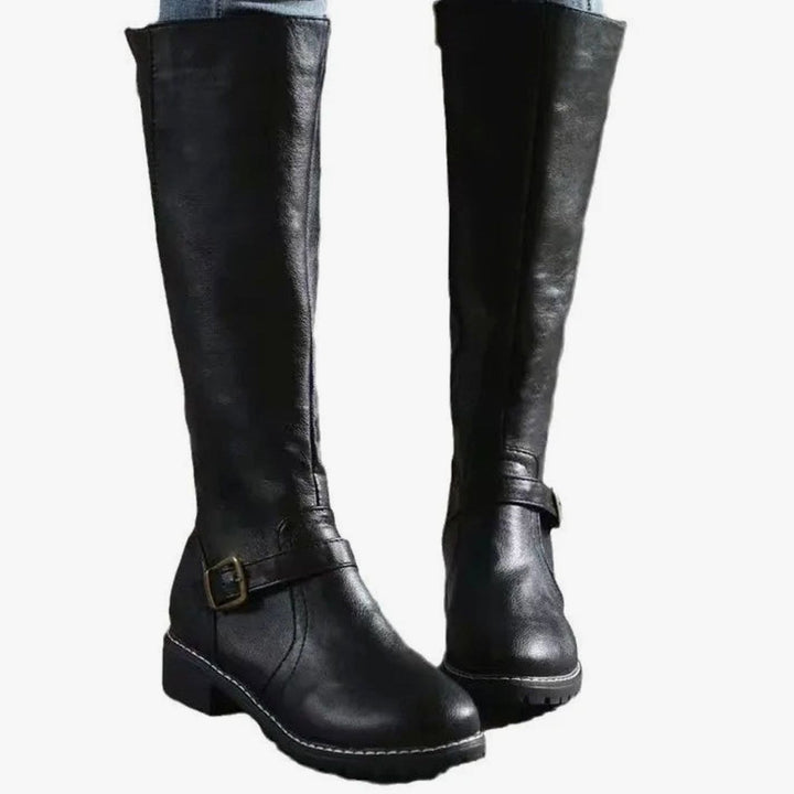 Women's Orthopedic Knee-High Buckle Leather Boots