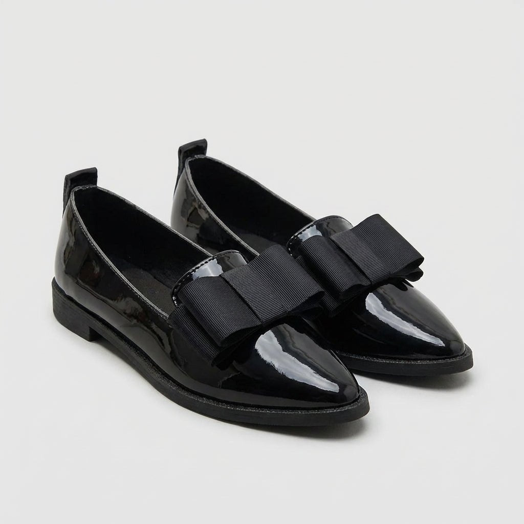 Women's Orthopedic Loafers Patent Leather Slip-On Bow