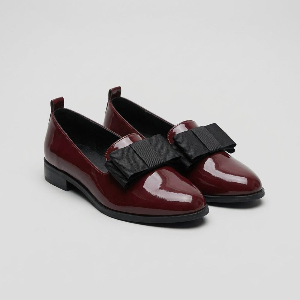 Women's Orthopedic Loafers Patent Leather Slip-On Bow
