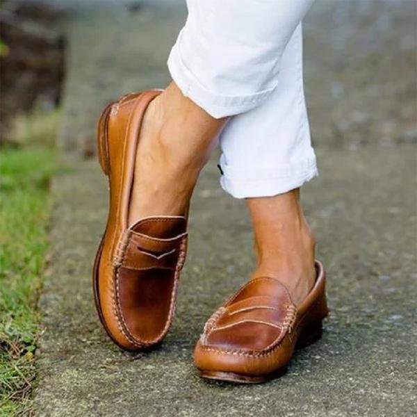 Women's Orthopedic Loafers Slip-On Comfort Leather - Brown