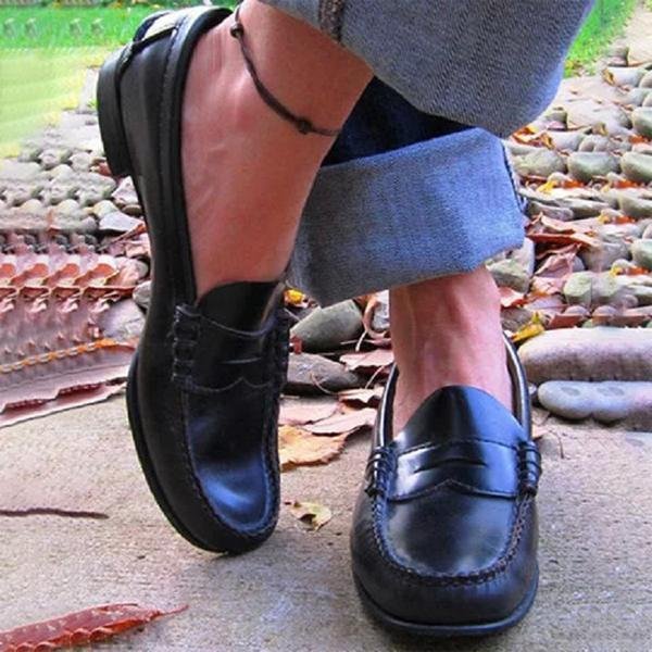 Women's Orthopedic Loafers Slip-On Comfort Leather - Black
