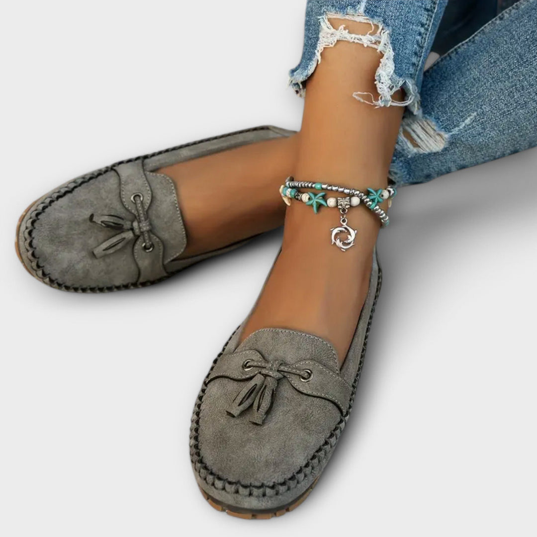 Women's Orthopedic Loafers Slip-On Comfort Tassel - Gray