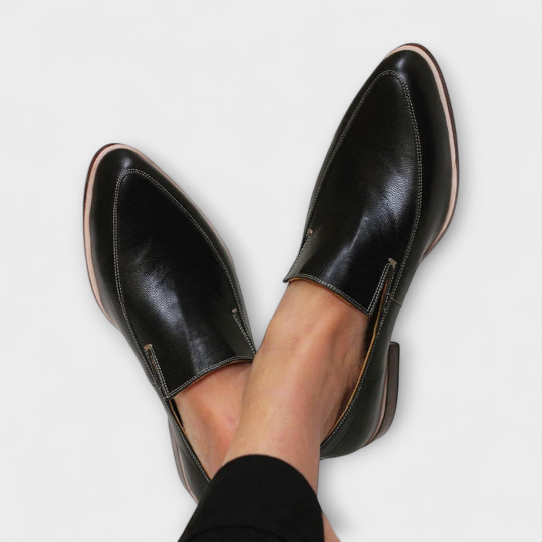 Women's Orthopedic Loafers Slip-On Leather Comfort - Black