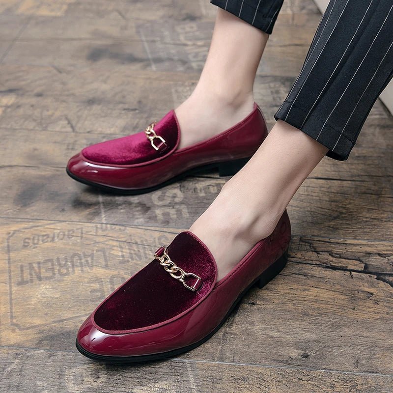 Women's Orthopedic Loafers Velvet Slip-On Chain Detail