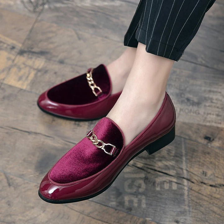Women's Orthopedic Loafers Velvet Slip-On Chain Detail