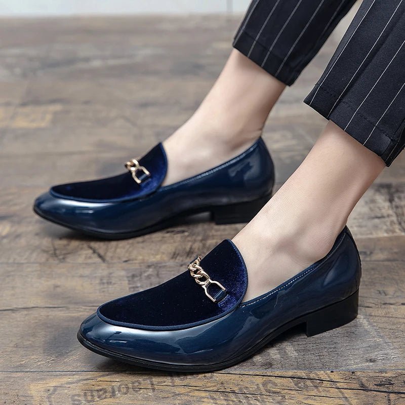 Women's Orthopedic Loafers Velvet Slip-On Chain Detail