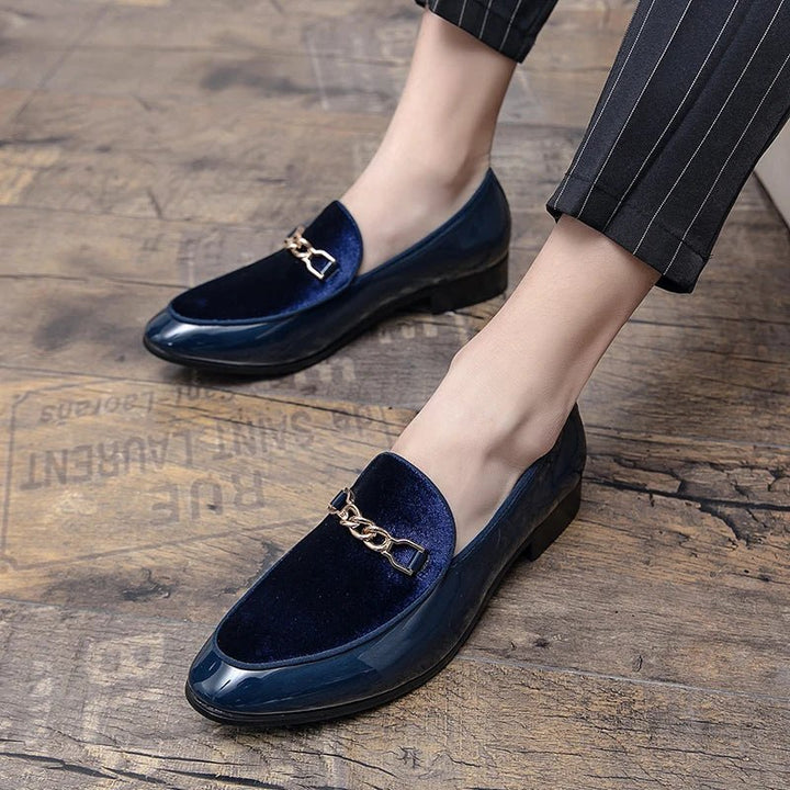 Women's Orthopedic Loafers Velvet Slip-On Chain Detail