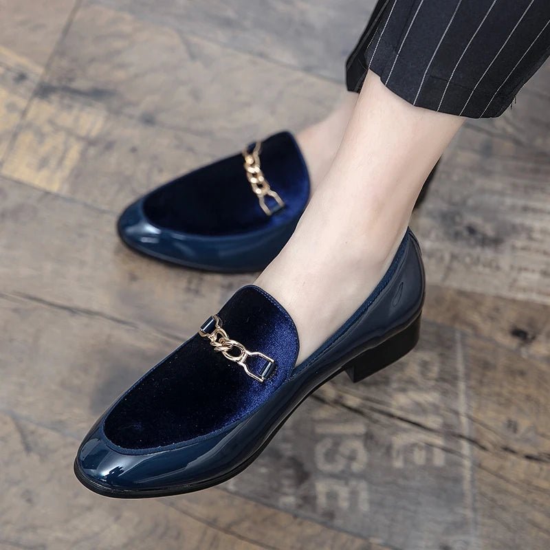 Women's Orthopedic Loafers Velvet Slip-On Chain Detail
