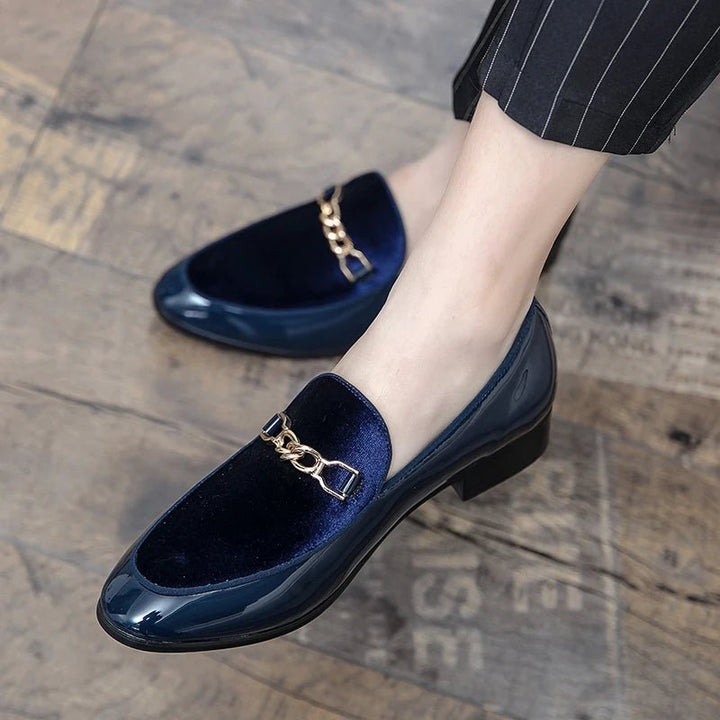 Women's Orthopedic Loafers Velvet Slip-On Chain Detail